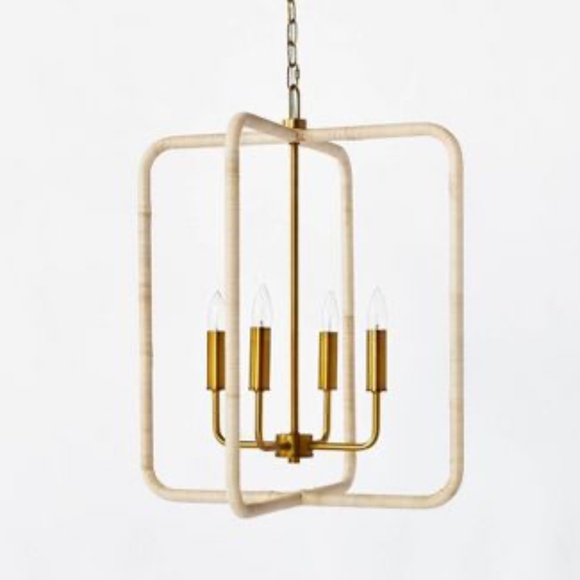 Lantern Ceiling Pendant Brass and Rattan - Threshold - Studio McGee - New - Picture 3 of 3